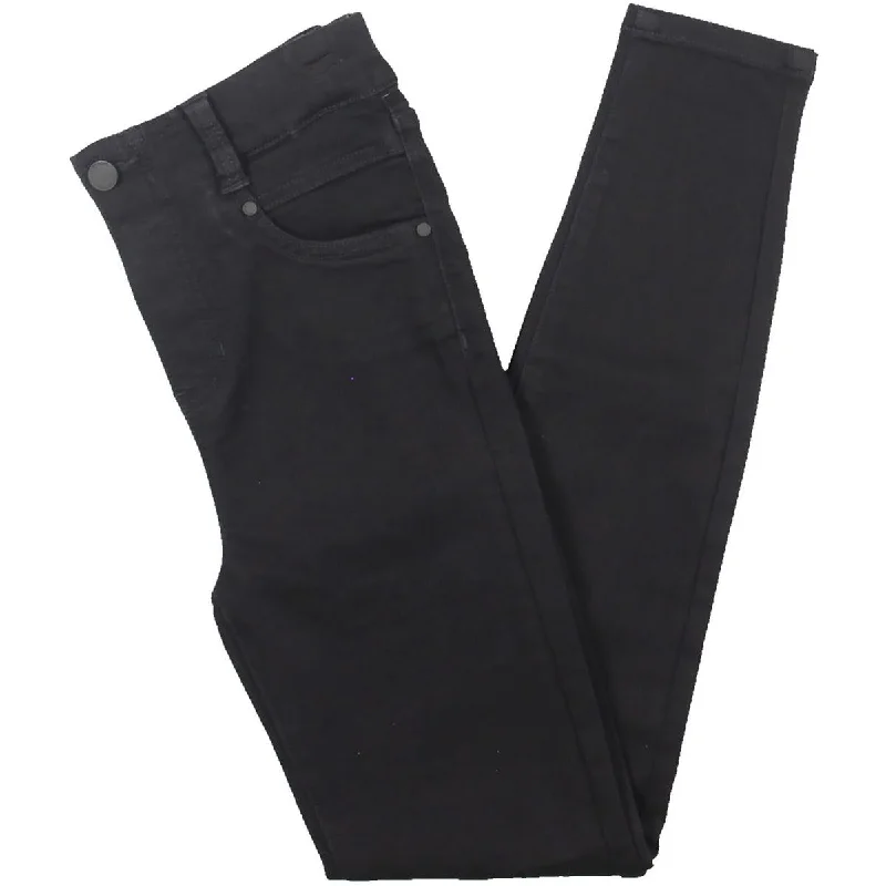 Womens High Rise Pull On Ankle Jeans Comfortable Folded Hem Jeans
