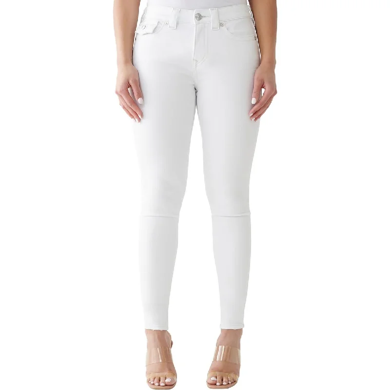 Womens Mid Rise Curvy Skinny Jeans Fashionable Raw Edge Jeans