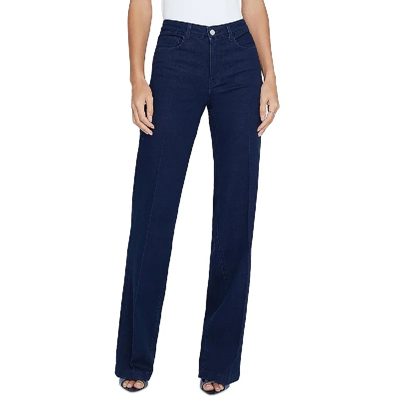 Womens High Rise Dark Wash Wide Leg Jeans Stylish Plus Size Denim Jeans