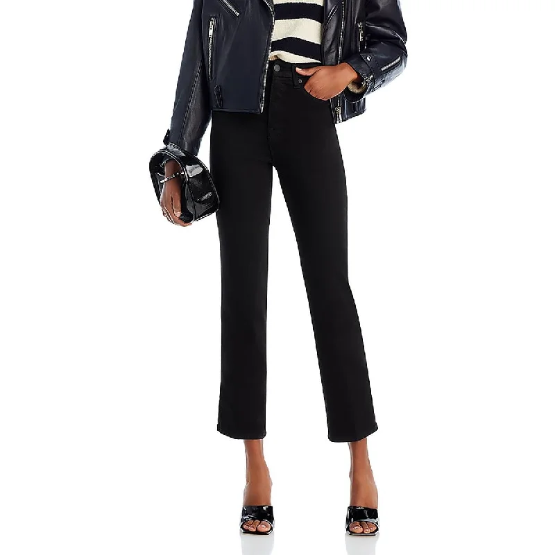 Womens High Rise Cropped Flared Jeans Casual Distressed Skinny Jeans