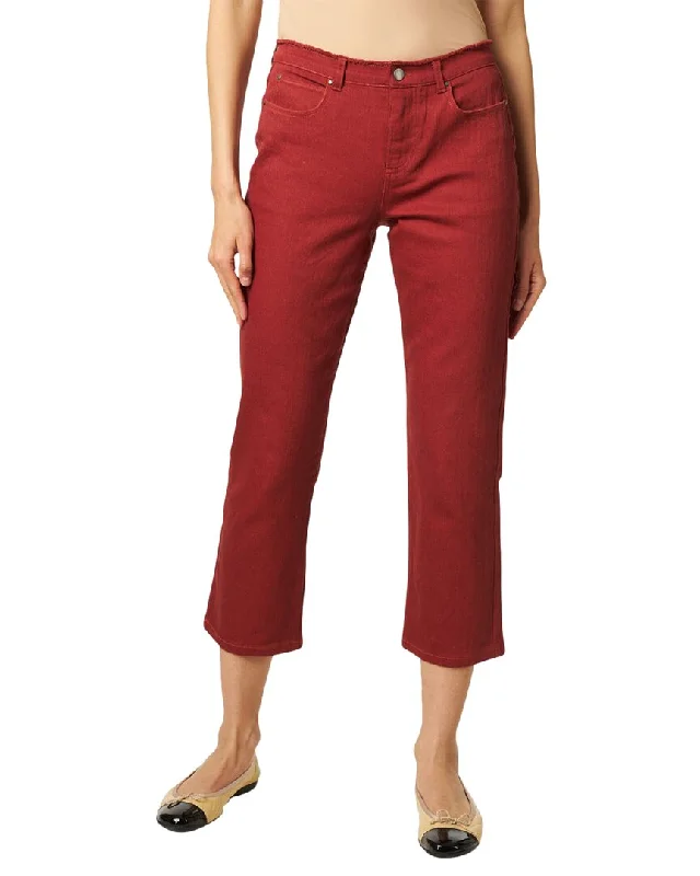 Ecru Stretch Straight Leg Jean Chic Double Waistband Jeans