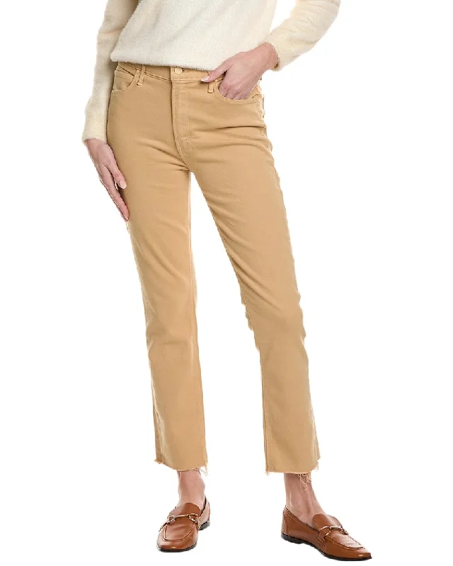 Mother Mid-Rise Dazzler Sand Ankle Fray Jean Stylish High-Waist Jeans