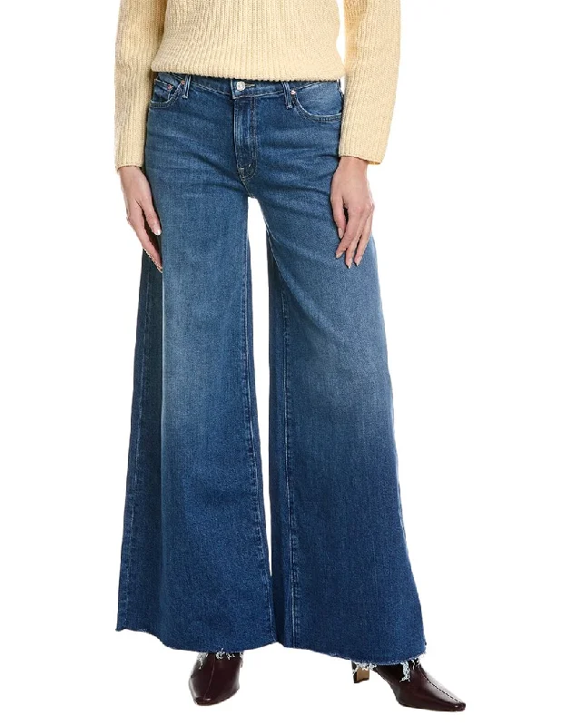 Mother The Swisher Sneak Fray Punch Buggy Wide Leg Jean Classic Blue Denim Jeans