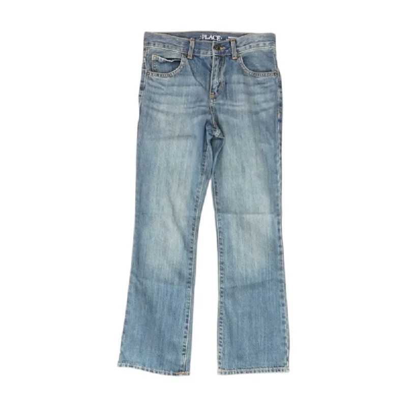 Blue Solid High Rise Bootcut Jeans Fashionable Relaxed Fit Denim