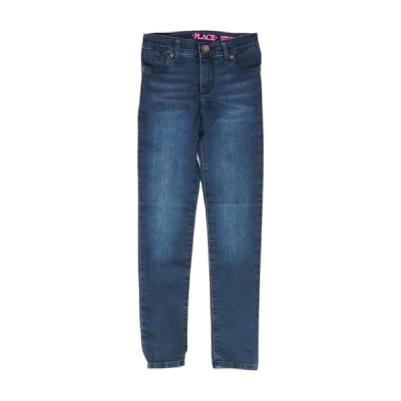 Blue Solid High Rise Skinny Leg Jeans Fashionable Cropped Denim Jeans