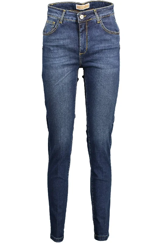 Kocca Blue Cotton Women Jeans Cozy Relaxed Fit Denim Jeans