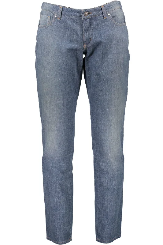Costume National Blue Cotton Women Jeans Trendy Bootcut High-Waisted Jeans