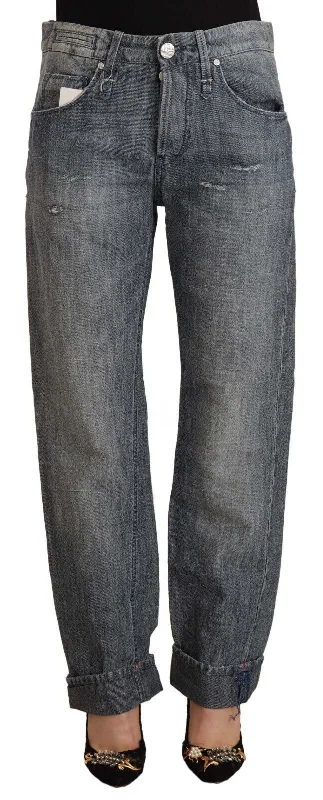 Chic Gray Washed Straight Cut Jeans Trendy Cut-Off Denim Shorts