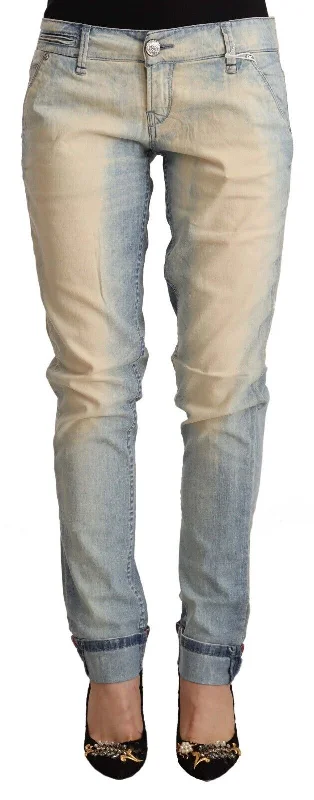 Chic Light Blue Skinny Cotton Jeans Cozy Relaxed Fit Denim Jeans