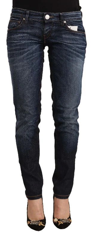 Chic Low Waist Skinny Denim Jeans Stylish Paperbag Waist Denim