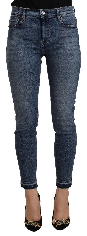 Chic Slim Fit Blue Washed Jeans Casual Bootcut Ripped Jeans