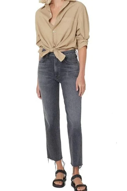 "Daphne Crop" Jeans Classic Black Denim Jeans