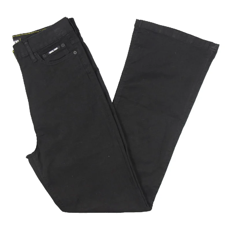 DKNY Jeans Womens High Rise Solid Flare Jeans Comfortable Straight-Legged Denim