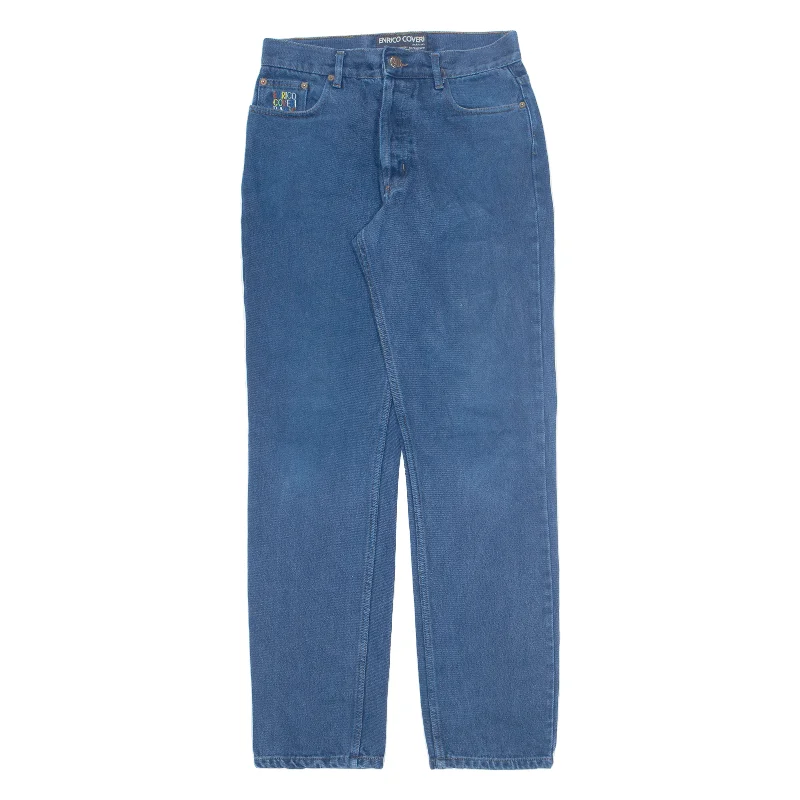 ENRICO COVERI Womens Jeans Blue Regular Straight W28 L32 Stylish High-Rise Mom Jeans ENRICO COVERI Womens Jeans Blue Regular Straight W28 L32 Stylish High-Rise Mom Jeans