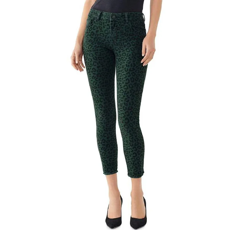 Florence Mid Rise Crop Jean In Snow Leopard Stylish Plus Size Denim Jeans