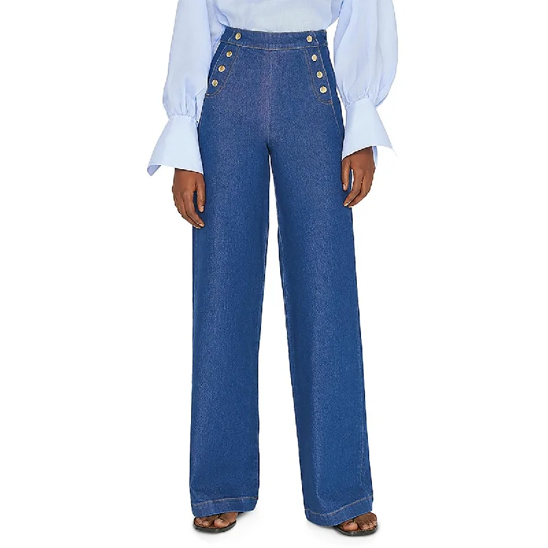 FRAME Womens Sailor High Rise Wide Leg Jeans Trendy Plus Size Jeans