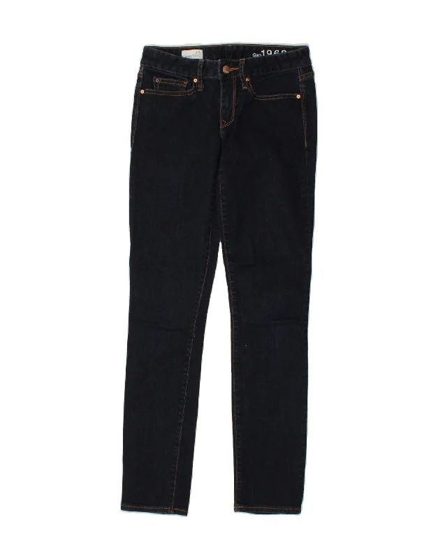 GAP Womens Skinny Jeans W24 L28  Navy Blue Cotton Trendy Wide-Leg High-Waist Denim
