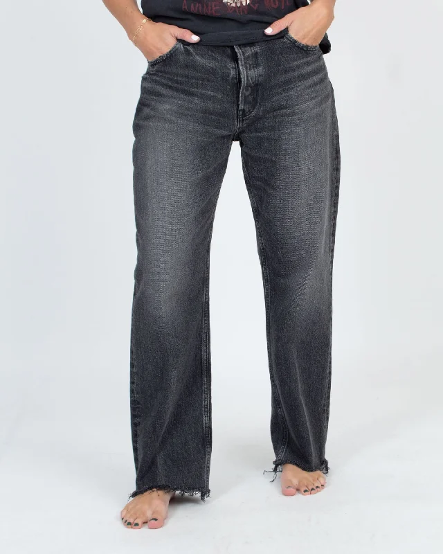 Grey Wide Leg Jeans Trendy Acid Wash Skinny Jeans