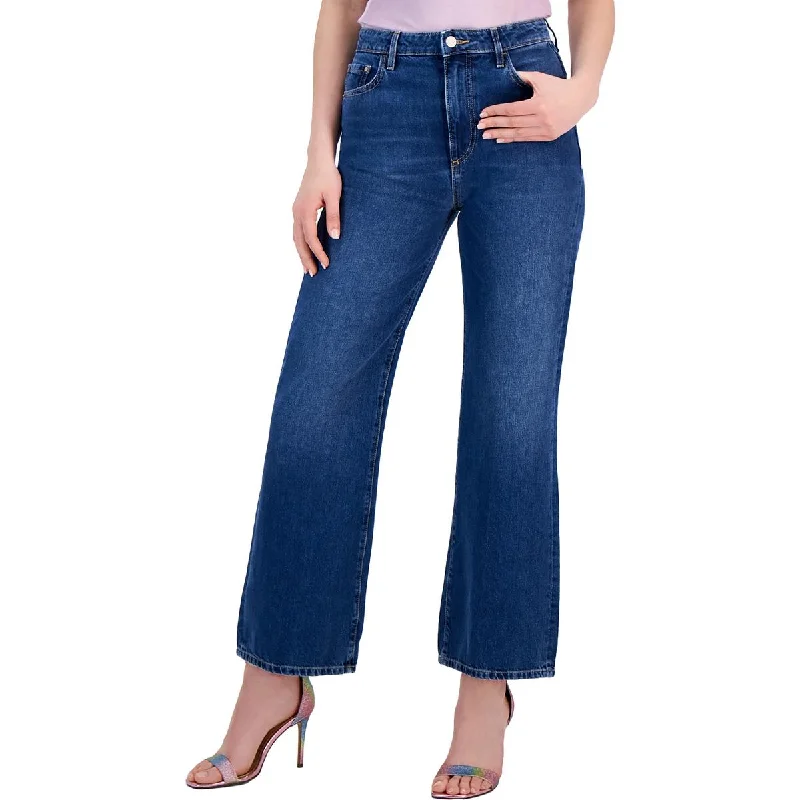 Guess Womens Mid Rise Medium Wash Wide Leg Jeans Elegant Dark-Wash Bootcut Jeans