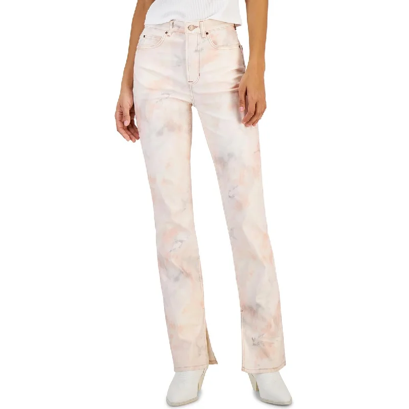 Guess Womens Pauline Tie Dye Split Hem Straight Leg Jeans Trendy Patchwork Denim Jeans Guess Womens Pauline Tie Dye Split Hem Straight Leg Jeans Trendy Patchwork Denim Jeans