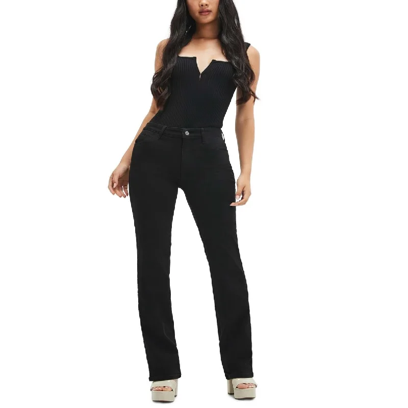 Guess Womens Solid Denim Straight Leg Jeans Trendy Layered Pocket Jeans