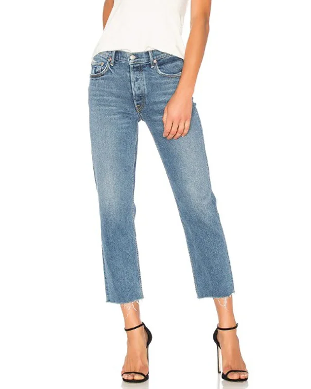 "Helena" Straight Leg Jeans Trendy Low-Rise Slim Jeans