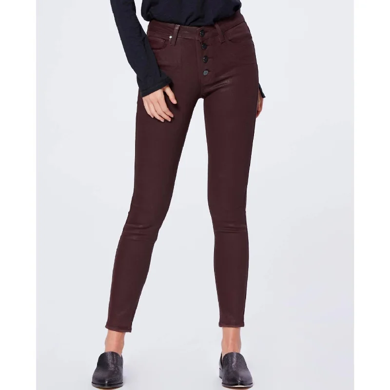 Hoxton High Rise Ankle Ultra Coated Jean In Brown Fashionable Mom Jeans