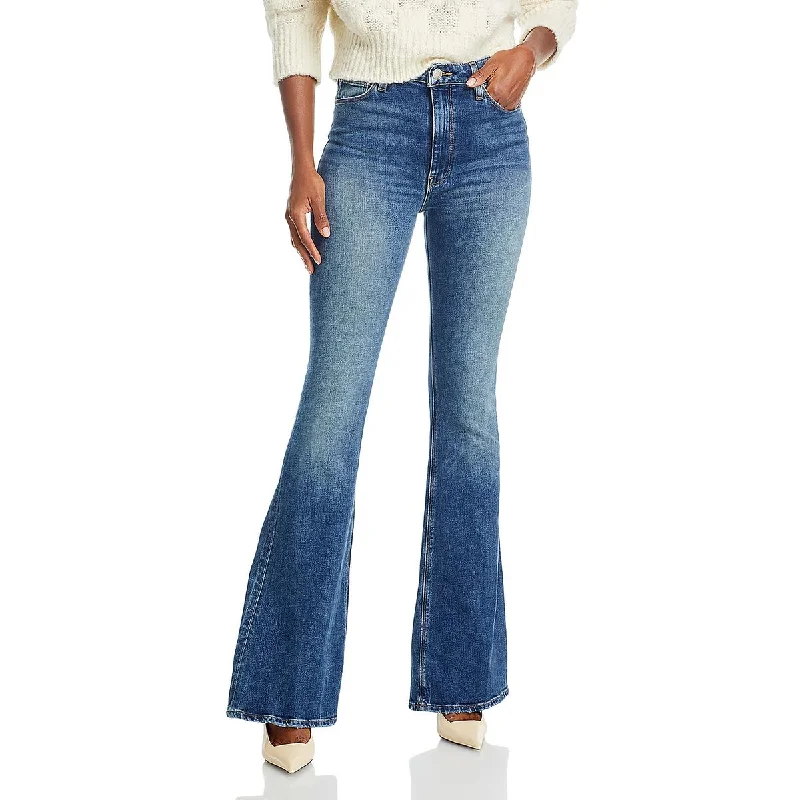 Hudson Jeans Womens High Rise Faded Flare Jeans Fashionable Raw Hemmed Jeans
