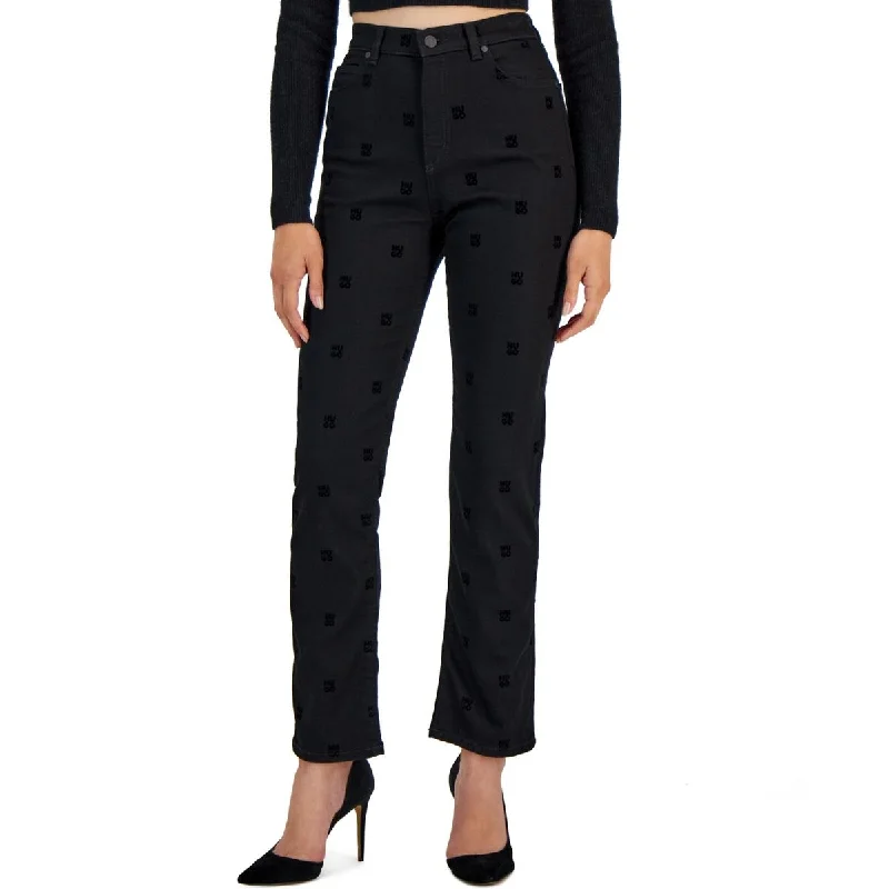 Hugo Boss Womens Logo Denim Straight Leg Jeans Casual High-Waisted Bootcut Jeans