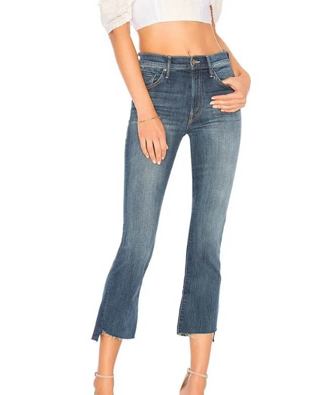 "Insider Crop Step Fray" Jeans Stylish High-Waist Skinny Denim