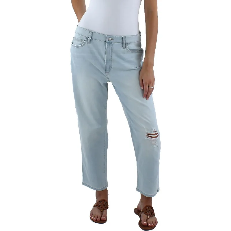 Joe's Womens High-Rise Light Wash Straight Leg Jeans Fashionable Button-Front Jeans