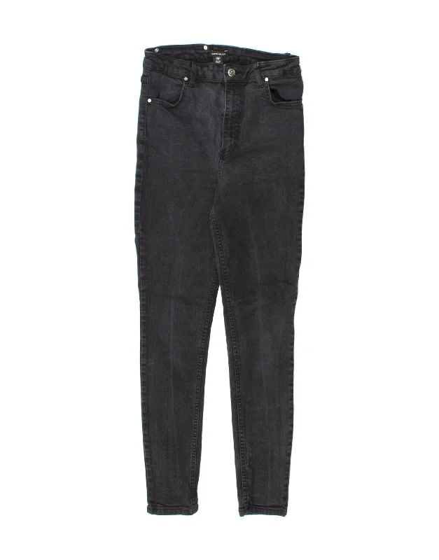 KAREN MILLEN Womens Skinny Jeans UK 12 Medium W28 L27 Black Cotton Fashionable Mom Jeans