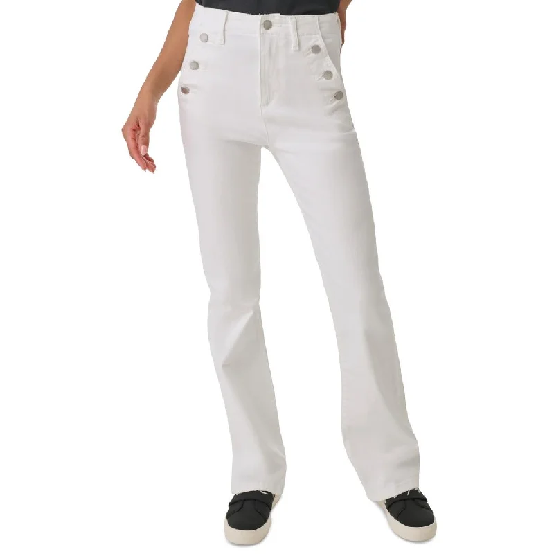 Karl Lagerfeld Paris Womens Solid Denim Flared Jeans Cozy Stretch High-Waist Jeans