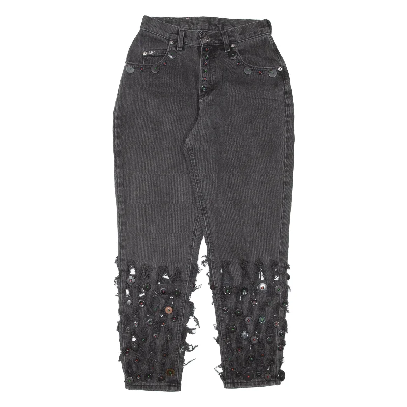 LEE Customised Distressed Womens Jeans Grey Regular Mom 90s W25 L26 Trendy Button-Up High-Waist Jeans LEE Customised Distressed Womens Jeans Grey Regular Mom 90s W25 L26 Trendy Button-Up High-Waist Jeans