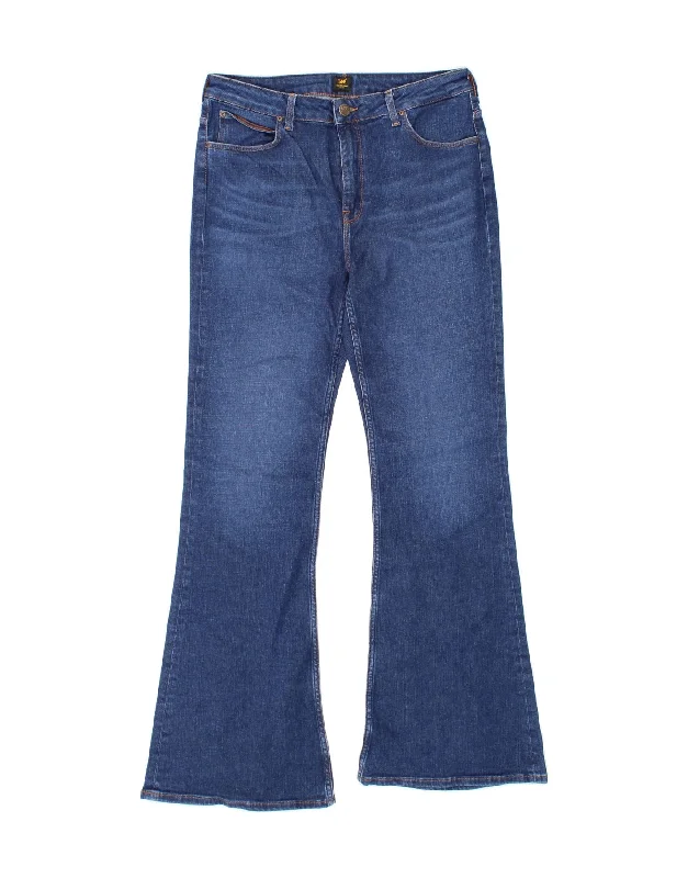 LEE Womens Breese Flared Jeans W33 L33 Blue Cotton Fashionable Relaxed Fit Denim