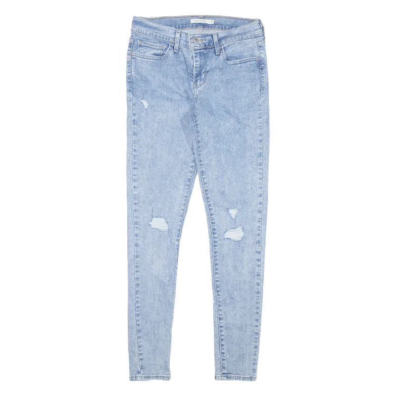 LEVI'S 710 Distressed Womens Jeans Blue Slim Skinny W27 L30 Trendy Low-Rise Slim Jeans LEVI'S 710 Distressed Womens Jeans Blue Slim Skinny W27 L30 Trendy Low-Rise Slim Jeans