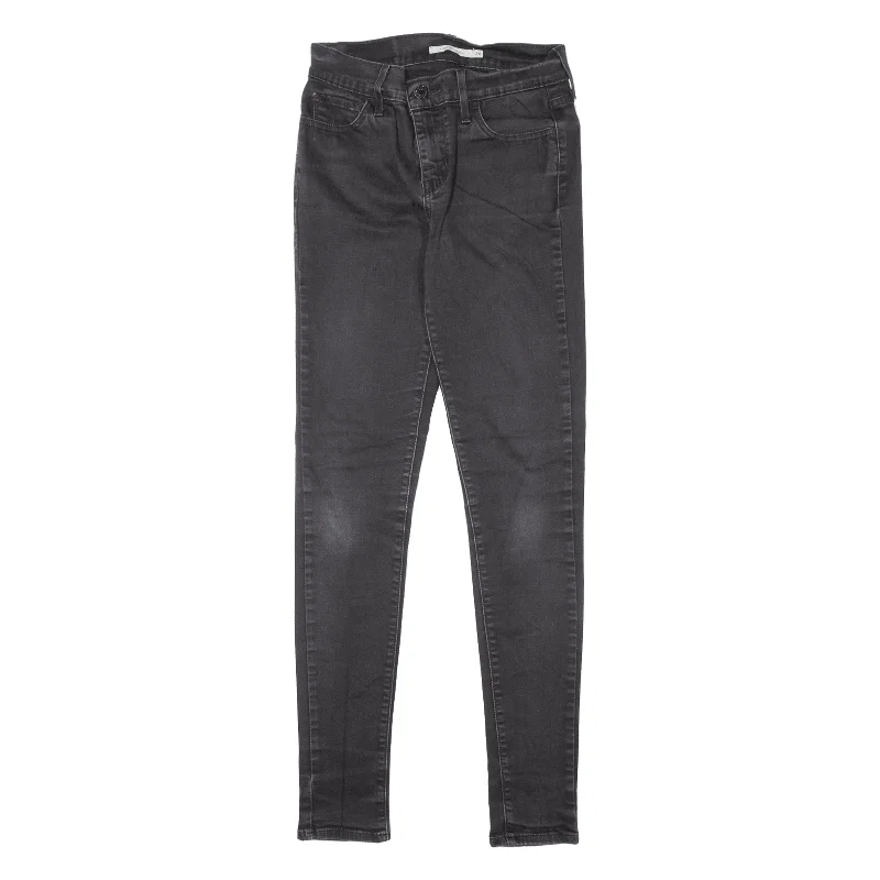 LEVI'S 710 Womens Jeans Black Slim Skinny W26 L30 Fashionable Vintage Wash Jeans