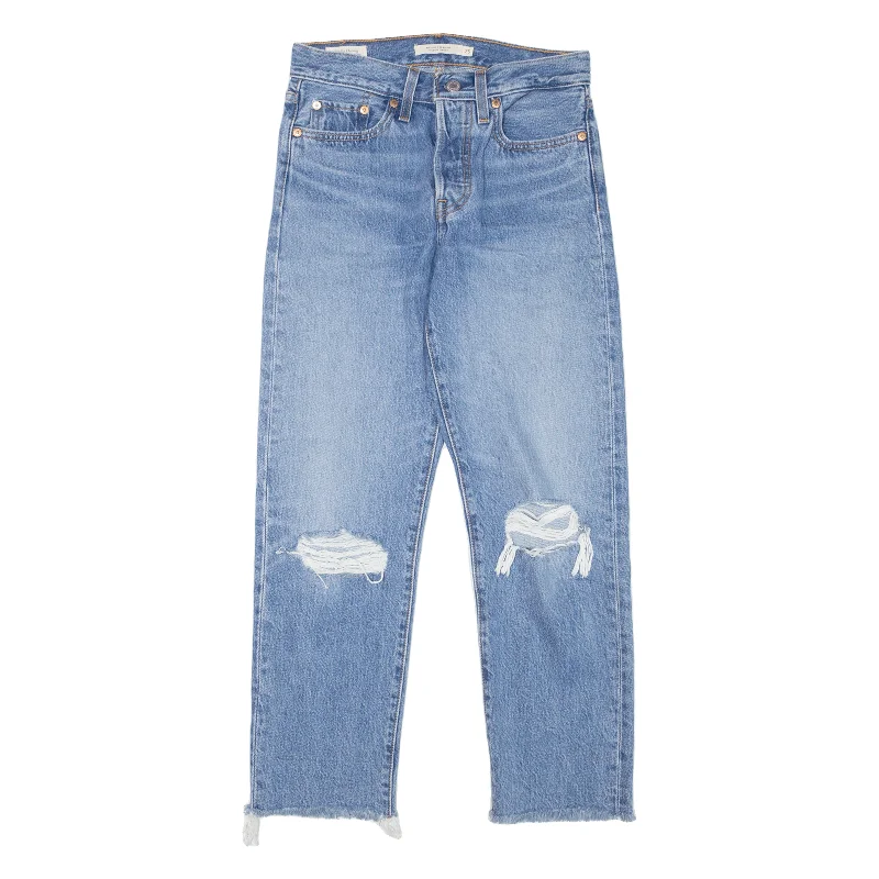 LEVI'S Wedgie BIG E Distressed Womens Jeans Blue Straight Stone Wash W25 L26 Chic Rip-Detail High-Waist Jeans LEVI'S Wedgie BIG E Distressed Womens Jeans Blue Straight Stone Wash W25 L26 Chic Rip-Detail High-Waist Jeans