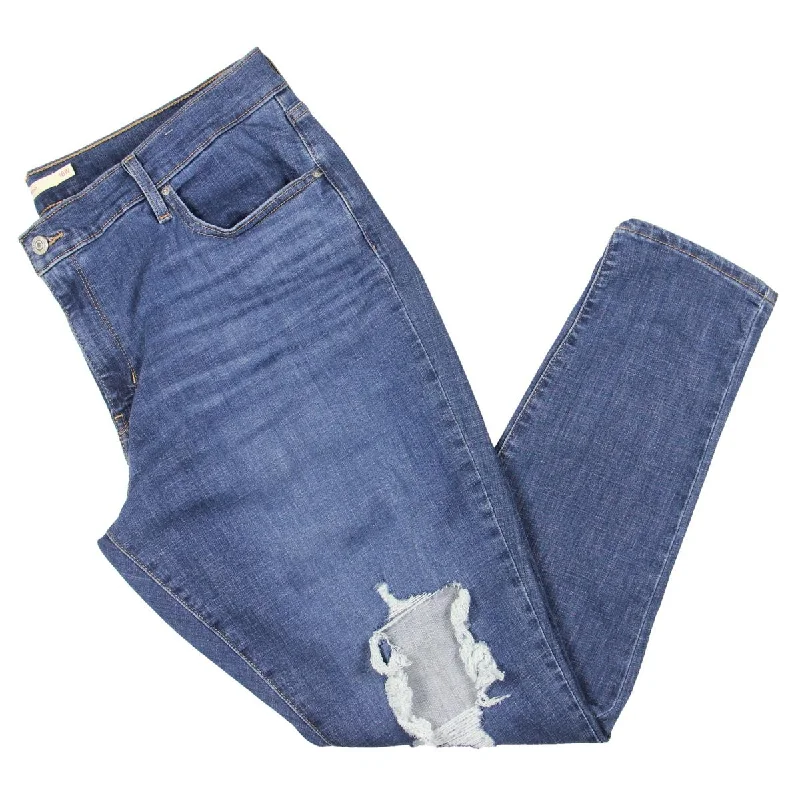 Levi's Womens Plus High Rise Distressed Skinny Jeans Casual Straight-Leg Jeans