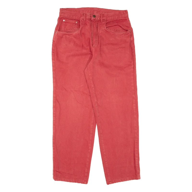LOIS Womens Jeans Red Relaxed Tapered 90s W31 L29 Fashionable Raw Hemmed Jeans