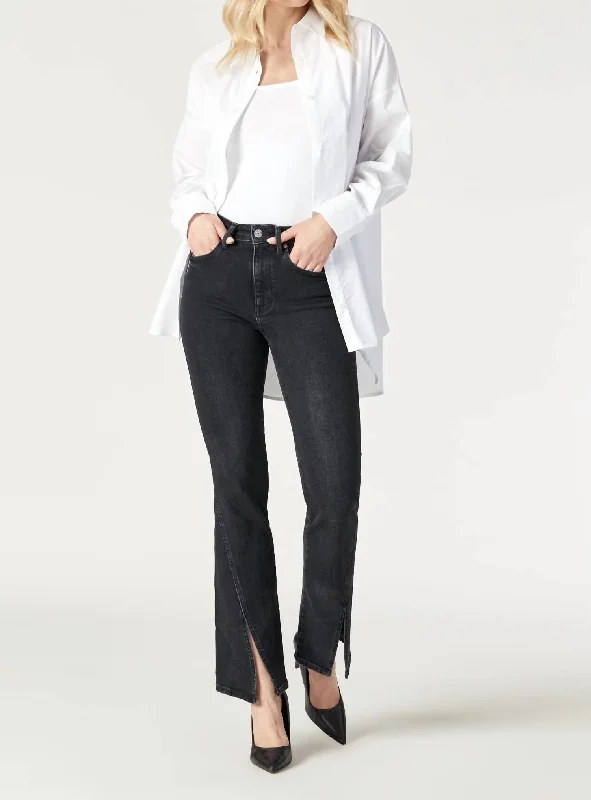 Maria Front Slit Jeans In Deep Smoke Flex Blue Casual Light Wash Jeans