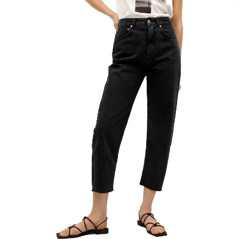 MNG Womens High Rise Cropped Ankle Jeans Chic Rip-Detail High-Waist Jeans