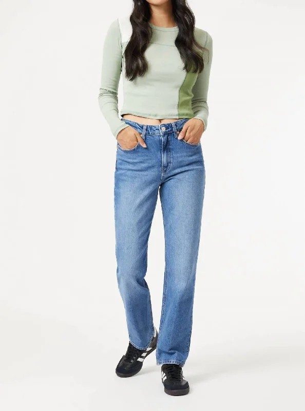New York Jeans In Dark Recycled Blue Elegant High-Waisted Flared Jeans