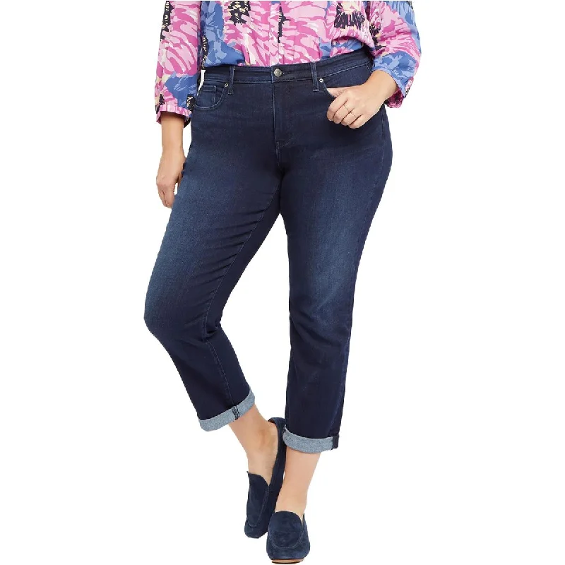 NYDJ Womens Plus Margot Cuffed Denim Skinny Jeans Classic Button Fly Jeans