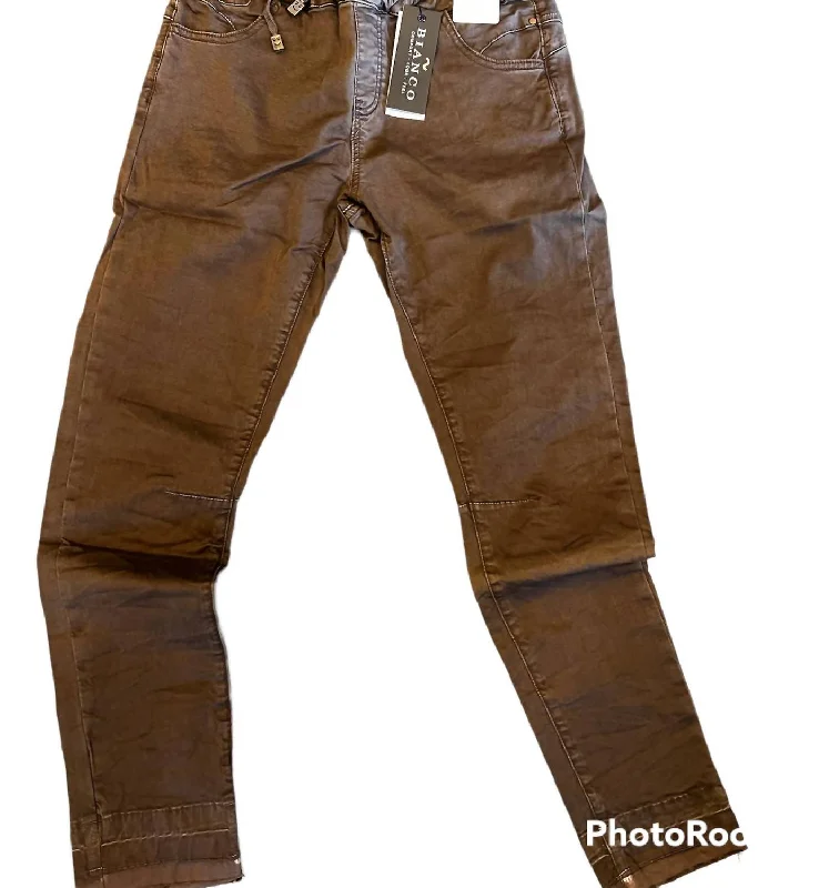 Pull On Jeans In Brown Casual Distressed Skinny Jeans