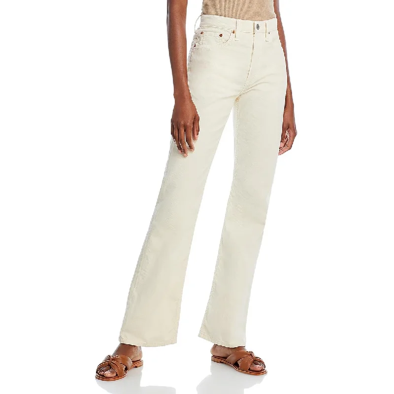 RE/DONE Womens 70s High Rise Corduroy Bootcut Jeans Trendy Layered Pocket Jeans
