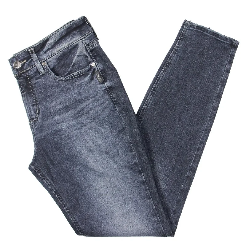 Silver Jeans Co. Womens Suki Mid-Rise Faded Skinny Jeans Fashionable Button-Front Jeans Silver Jeans Co. Womens Suki Mid-Rise Faded Skinny Jeans Fashionable Button-Front Jeans