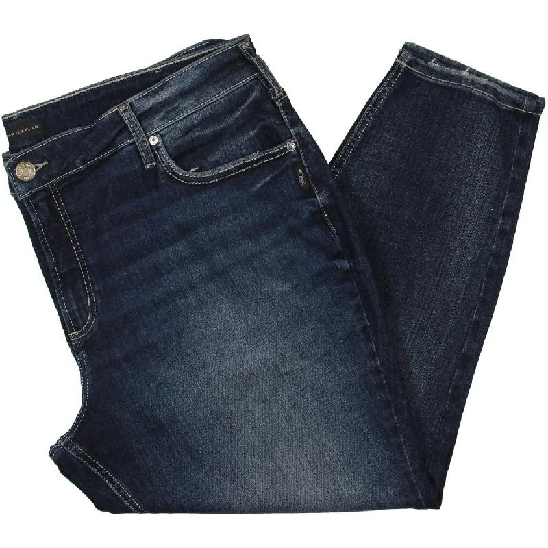 Silver Jeans Co. Womens Plus Mid-Rise Cropped Skinny Jeans Trendy Plus Size Jeans