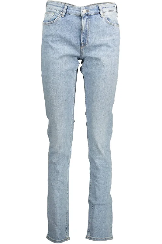 Gant Light Blue Cotton Women Jeans Fashionable Relaxed Fit Denim
