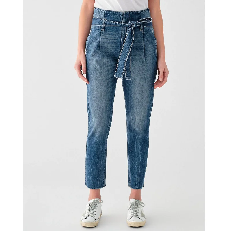 Susie Paper Bag High Rise Tapered Straight Jean In Aberdeen Fashionable Button-Front Jeans Susie Paper Bag High Rise Tapered Straight Jean In Aberdeen Fashionable Button-Front Jeans